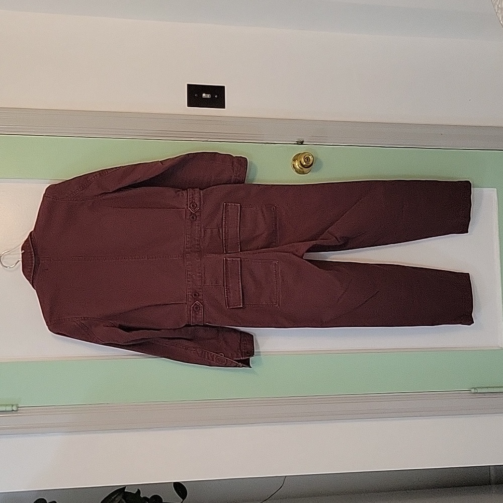 Madewell coverall jumpsuit size XS plum color 100%cotton 6 pockets - Picture 6 of 14